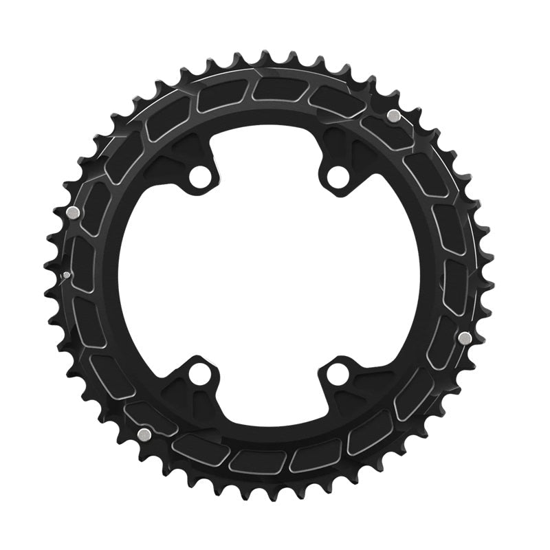 Rotor Round Ring BCD110x4 Outer Black - 11/12S Compatible